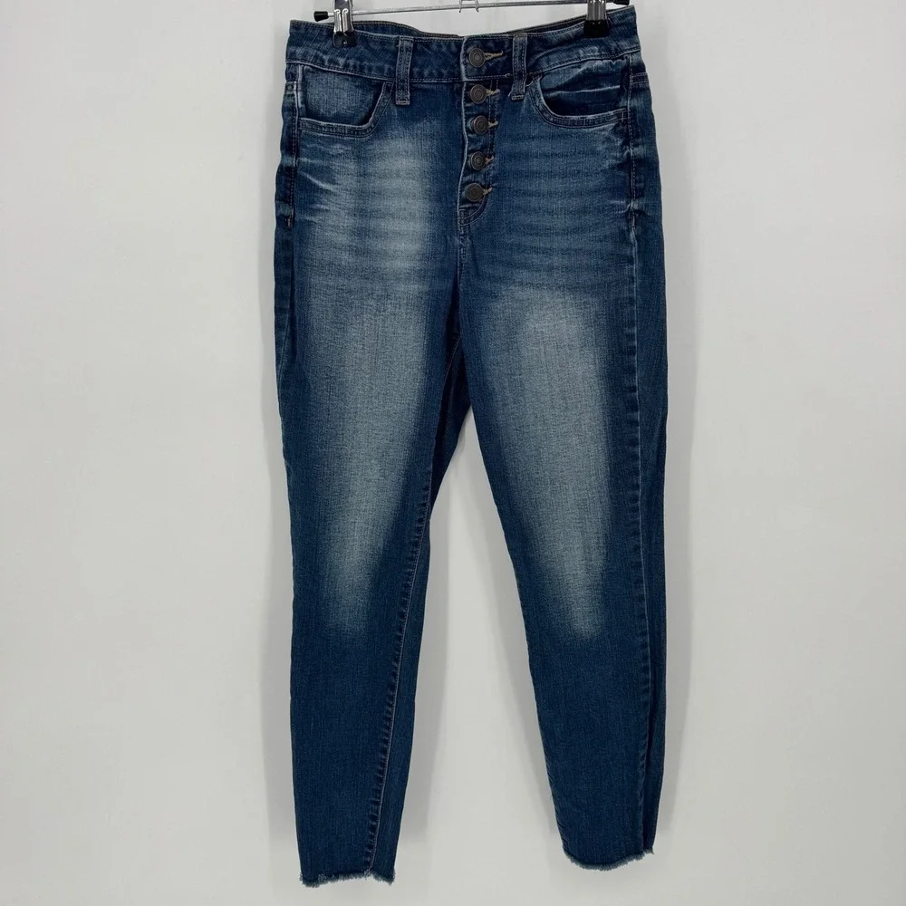 SO Ultimate Ankle Jegging High Rise‎ Button Fly Stretch Denim Jeans Women Size 7